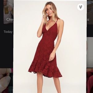 Love like you mean it wine red backless lace midi